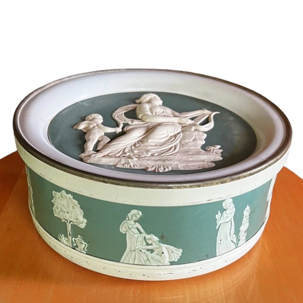 Vintage Erato "The Green Muse of Love Poetry" Tin/Lid Wall Hanging
